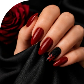 Elegant hand with deep red nails