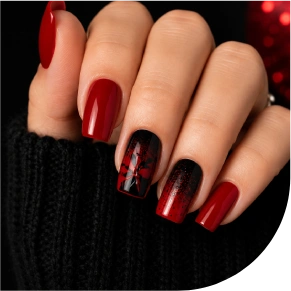Glamorous red and black nail art
