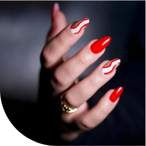 Red and white combo nail
