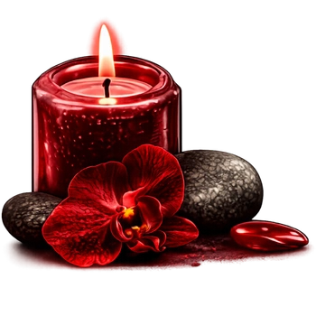 Red candle and orchid spa scene