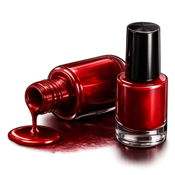 Red nail polish on reflective surface
